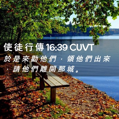 Picture 02 - 使 徒 行 傳 16:39 CUVT - 於 是 來 勸 他 們 ， 領 他 們 出 來 - Bible Verse Picture