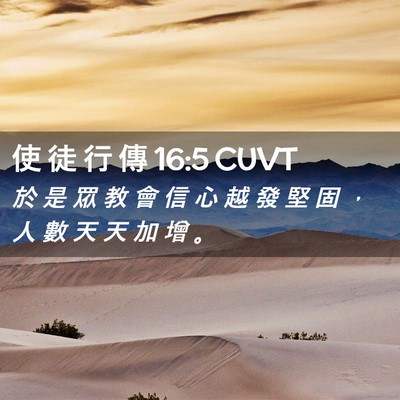 Picture 02 - 使 徒 行 傳 16:5 CUVT - 於 是 眾 教 會 信 心 越 發 堅 固 ， - Bible Verse Picture