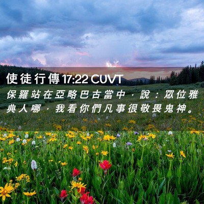 Picture 02 - 使 徒 行 傳 17:22 CUVT - 保 羅 站 在 亞 略 巴 古 當 中 ， 說 - Bible Verse Picture