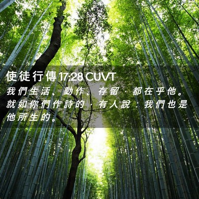 Picture 02 - 使 徒 行 傳 17:28 CUVT - 我 們 生 活 、 動 作 、 存 留 ， 都 - Bible Verse Picture