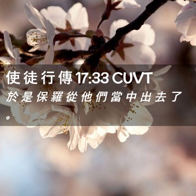 Picture 02 - 使 徒 行 傳 17:33 CUVT - 於 是 保 羅 從 他 們 當 中 出 去 了 - Bible Verse Picture