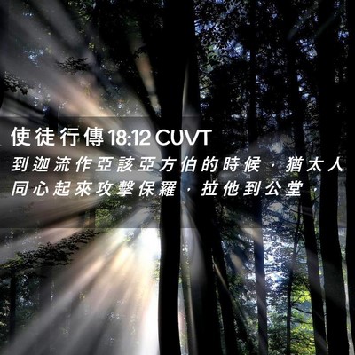 Picture 02 - 使 徒 行 傳 18:12 CUVT - 到 迦 流 作 亞 該 亞 方 伯 的 時 候 - Bible Verse Picture