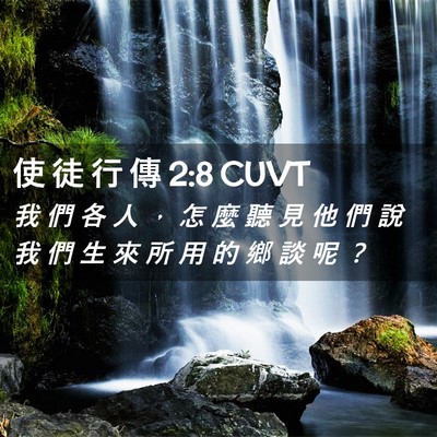 Picture 02 - 使 徒 行 傳 2:8 CUVT - 我 們 各 人 ， 怎 麼 聽 見 他 們 說 - Bible Verse Picture