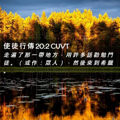 Picture 02 - 使 徒 行 傳 20:2 CUVT - 走 遍 了 那 一 帶 地 方 ， 用 許 多 - Bible Verse Picture