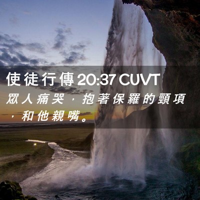 Picture 02 - 使 徒 行 傳 20:37 CUVT - 眾 人 痛 哭 ， 抱 著 保 羅 的 頸 項 - Bible Verse Picture