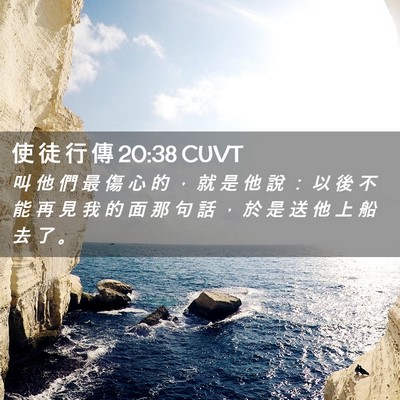 Picture 02 - 使 徒 行 傳 20:38 CUVT - 叫 他 們 最 傷 心 的 ， 就 是 他 說 - Bible Verse Picture