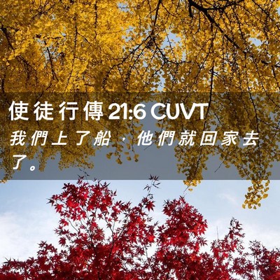 Picture 02 - 使 徒 行 傳 21:6 CUVT - 我 們 上 了 船 ， 他 們 就 回 家 去 - Bible Verse Picture