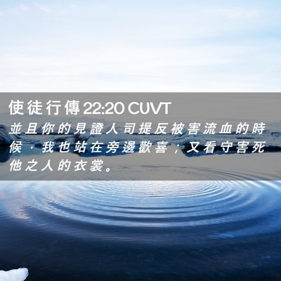 Picture 02 - 使 徒 行 傳 22:20 CUVT - 並 且 你 的 見 證 人 司 提 反 被 害 - Bible Verse Picture