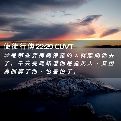 Picture 02 - 使 徒 行 傳 22:29 CUVT - 於 是 那 些 要 拷 問 保 羅 的 人 就 - Bible Verse Picture