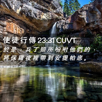 Picture 02 - 使 徒 行 傳 23:31 CUVT - 於 是 ， 兵 丁 照 所 吩 咐 他 們 的 - Bible Verse Picture