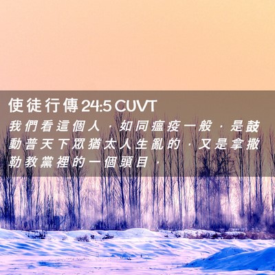 Picture 02 - 使 徒 行 傳 24:5 CUVT - 我 們 看 這 個 人 ， 如 同 瘟 疫 一 - Bible Verse Picture