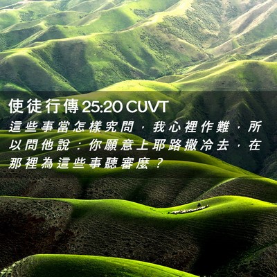 Picture 02 - 使 徒 行 傳 25:20 CUVT - 這 些 事 當 怎 樣 究 問 ， 我 心 裡 - Bible Verse Picture