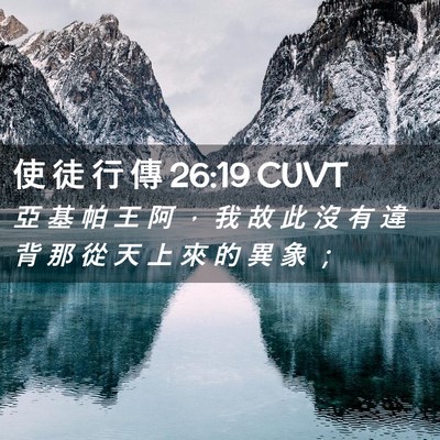 Picture 02 - 使 徒 行 傳 26:19 CUVT - 亞 基 帕 王 阿 ， 我 故 此 沒 有 違 - Bible Verse Picture