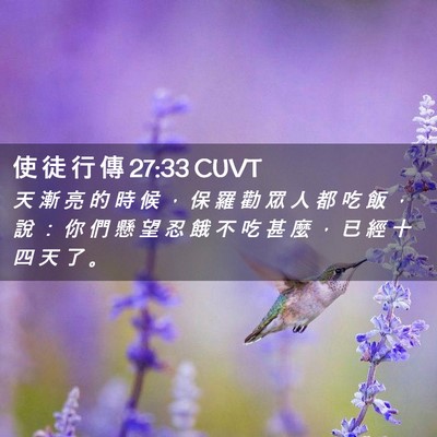 Picture 02 - 使 徒 行 傳 27:33 CUVT - 天 漸 亮 的 時 候 ， 保 羅 勸 眾 人 - Bible Verse Picture
