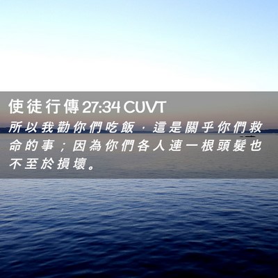 Picture 02 - 使 徒 行 傳 27:34 CUVT - 所 以 我 勸 你 們 吃 飯 ， 這 是 關 - Bible Verse Picture