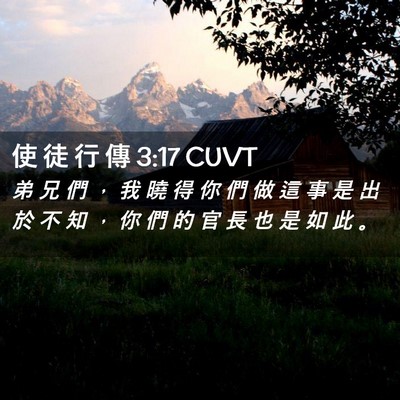 Picture 02 - 使 徒 行 傳 3:17 CUVT - 弟 兄 們 ， 我 曉 得 你 們 做 這 事 - Bible Verse Picture