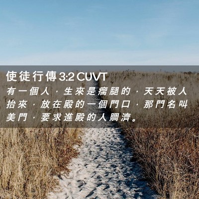 Picture 02 - 使 徒 行 傳 3:2 CUVT - 有 一 個 人 ， 生 來 是 瘸 腿 的 ， - Bible Verse Picture