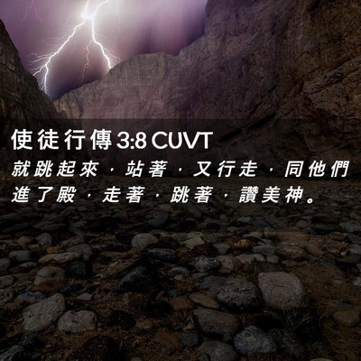 Picture 02 - 使 徒 行 傳 3:8 CUVT - 就 跳 起 來 ， 站 著 ， 又 行 走 ， - Bible Verse Picture