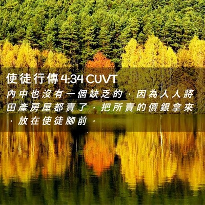 Picture 02 - 使 徒 行 傳 4:34 CUVT - 內 中 也 沒 有 一 個 缺 乏 的 ， 因 - Bible Verse Picture