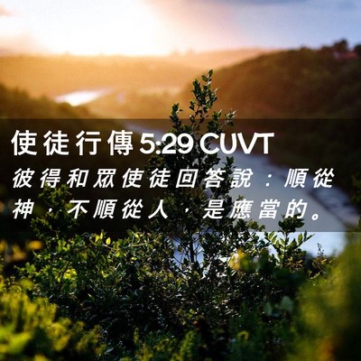 Picture 02 - 使 徒 行 傳 5:29 CUVT - 彼 得 和 眾 使 徒 回 答 說 ： 順 從 - Bible Verse Picture