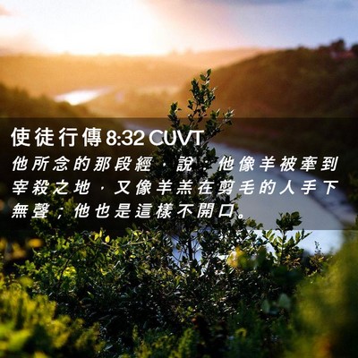 Picture 02 - 使 徒 行 傳 8:32 CUVT - 他 所 念 的 那 段 經 ， 說 ： 他 像 - Bible Verse Picture