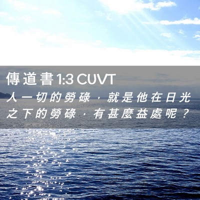 Picture 02 - 傳 道 書 1:3 CUVT - 人 一 切 的 勞 碌 ， 就 是 他 在 日 - Bible Verse Picture