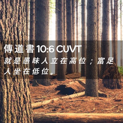 Picture 02 - 傳 道 書 10:6 CUVT - 就 是 愚 昧 人 立 在 高 位 ； 富 足 - Bible Verse Picture