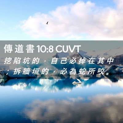 Picture 02 - 傳 道 書 10:8 CUVT - 挖 陷 坑 的 ， 自 己 必 掉 在 其 中 - Bible Verse Picture
