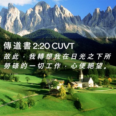 Picture 02 - 傳 道 書 2:20 CUVT - 故 此 ， 我 轉 想 我 在 日 光 之 下 - Bible Verse Picture