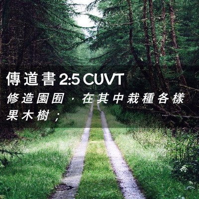 Picture 02 - 傳 道 書 2:5 CUVT - 修 造 園 囿 ， 在 其 中 栽 種 各 樣 - Bible Verse Picture
