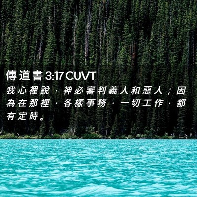 Picture 02 - 傳 道 書 3:17 CUVT - 我 心 裡 說 ， 神 必 審 判 義 人 和 - Bible Verse Picture
