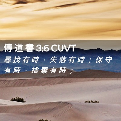 Picture 02 - 傳 道 書 3:6 CUVT - 尋 找 有 時 ， 失 落 有 時 ； 保 守 - Bible Verse Picture