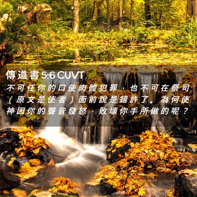 Picture 02 - 傳 道 書 5:6 CUVT - 不 可 任 你 的 口 使 肉 體 犯 罪 ， - Bible Verse Picture
