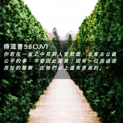 Picture 02 - 傳 道 書 5:8 CUVT - 你 若 在 一 省 之 中 見 窮 人 受 欺 - Bible Verse Picture