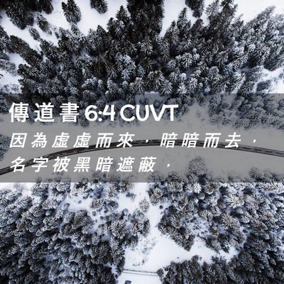 Picture 02 - 傳 道 書 6:4 CUVT - 因 為 虛 虛 而 來 ， 暗 暗 而 去 ， - Bible Verse Picture