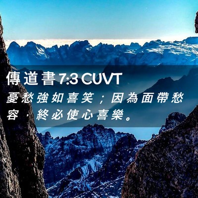 Picture 02 - 傳 道 書 7:3 CUVT - 憂 愁 強 如 喜 笑 ； 因 為 面 帶 愁 - Bible Verse Picture