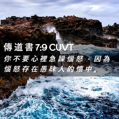 Picture 02 - 傳 道 書 7:9 CUVT - 你 不 要 心 裡 急 躁 惱 怒 ， 因 為 - Bible Verse Picture