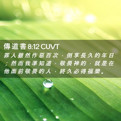 Picture 02 - 傳 道 書 8:12 CUVT - 罪 人 雖 然 作 惡 百 次 ， 倒 享 長 - Bible Verse Picture