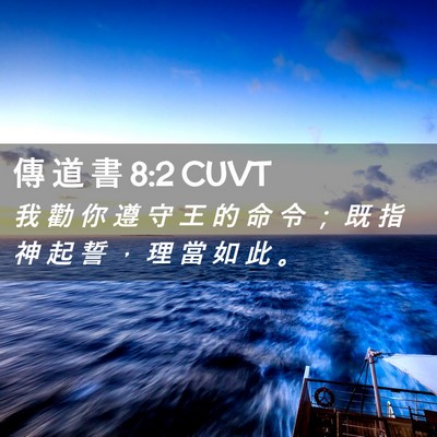 Picture 02 - 傳 道 書 8:2 CUVT - 我 勸 你 遵 守 王 的 命 令 ； 既 指 - Bible Verse Picture