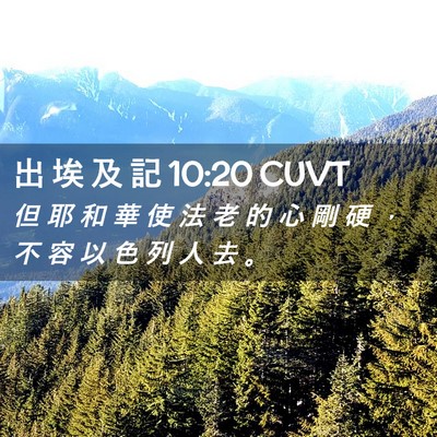 Picture 02 - 出 埃 及 記 10:20 CUVT - 但 耶 和 華 使 法 老 的 心 剛 硬 ， - Bible Verse Picture