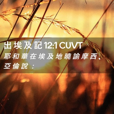 Picture 02 - 出 埃 及 記 12:1 CUVT - 耶 和 華 在 埃 及 地 曉 諭 摩 西 、 - Bible Verse Picture