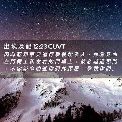 Picture 02 - 出 埃 及 記 12:23 CUVT - 因 為 耶 和 華 要 巡 行 擊 殺 埃 及 - Bible Verse Picture
