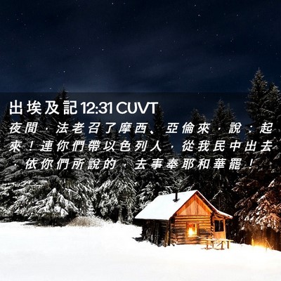 Picture 02 - 出 埃 及 記 12:31 CUVT - 夜 間 ， 法 老 召 了 摩 西 、 亞 倫 - Bible Verse Picture