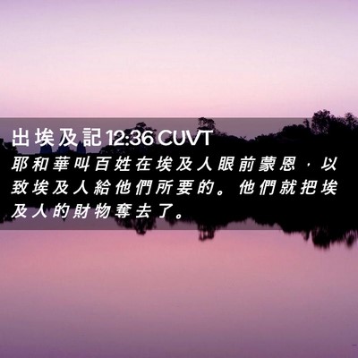 Picture 02 - 出 埃 及 記 12:36 CUVT - 耶 和 華 叫 百 姓 在 埃 及 人 眼 前 - Bible Verse Picture