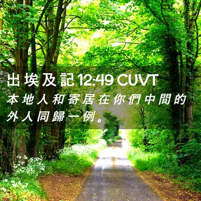 Picture 02 - 出 埃 及 記 12:49 CUVT - 本 地 人 和 寄 居 在 你 們 中 間 的 - Bible Verse Picture