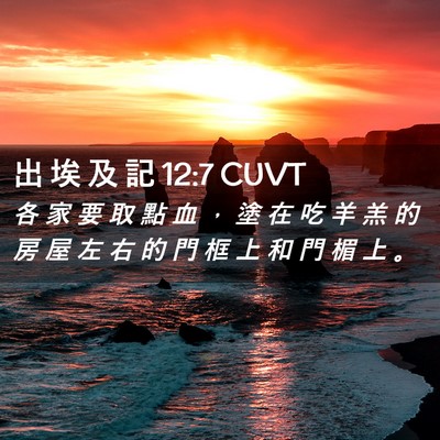Picture 02 - 出 埃 及 記 12:7 CUVT - 各 家 要 取 點 血 ， 塗 在 吃 羊 羔 - Bible Verse Picture