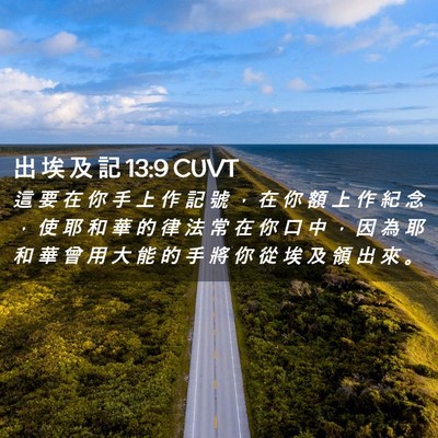 Picture 02 - 出 埃 及 記 13:9 CUVT - 這 要 在 你 手 上 作 記 號 ， 在 你 - Bible Verse Picture