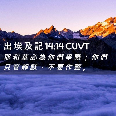 Picture 02 - 出 埃 及 記 14:14 CUVT - 耶 和 華 必 為 你 們 爭 戰 ； 你 們 - Bible Verse Picture