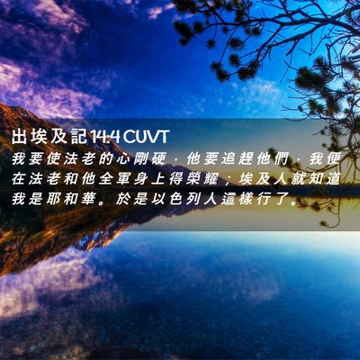 Picture 02 - 出 埃 及 記 14:4 CUVT - 我 要 使 法 老 的 心 剛 硬 ， 他 要 - Bible Verse Picture