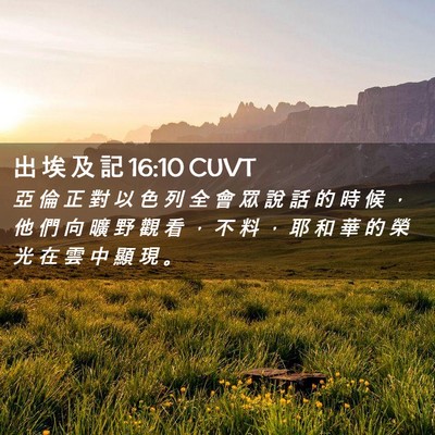 Picture 02 - 出 埃 及 記 16:10 CUVT - 亞 倫 正 對 以 色 列 全 會 眾 說 話 - Bible Verse Picture